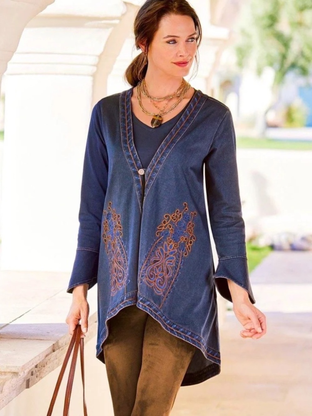 Soft Surroundings Embroidered Highlands Denim Jacket Size 3X